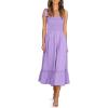 image:imageImily Bela Womens Summer Floral Boho Dress Tie Strap Square Neck Smocked Ruffle A Line Beach Long Maxi DressesZ1violet