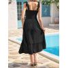 image:imageImily Bela Womens Summer Floral Maxi Dress Boho Tie Strap Sleeveless Smocked A Line Beach Sundress Long DressesZ1black