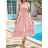image:imageImily Bela Womens Summer Floral Maxi Dress Boho Tie Strap Sleeveless Smocked A Line Beach Sundress Long DressesZ1pink