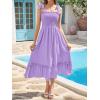 image:imageImily Bela Womens Summer Floral Maxi Dress Boho Tie Strap Sleeveless Smocked A Line Beach Sundress Long DressesZ1violet