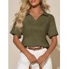 image:imageImily Bela Womens Short Sleeve Polo T Shirts Summer Business Dressy Casual Tops Work Collared V Neck Basic TeesArmy Green