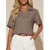 image:imageImily Bela Womens Short Sleeve Polo T Shirts Summer Business Dressy Casual Tops Work Collared V Neck Basic TeesCoffee