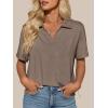 image:imageImily Bela Womens Short Sleeve Polo T Shirts Summer Business Dressy Casual Tops Work Collared V Neck Basic TeesCoffee
