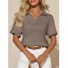 image:imageImily Bela Womens Short Sleeve Polo T Shirts Summer Business Dressy Casual Tops Work Collared V Neck Basic TeesCoffee