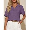image:imageImily Bela Womens Short Sleeve Polo T Shirts Summer Business Dressy Casual Tops Work Collared V Neck Basic TeesPurple