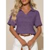 image:imageImily Bela Womens Short Sleeve Polo T Shirts Summer Business Dressy Casual Tops Work Collared V Neck Basic TeesPurple