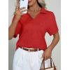 image:imageImily Bela Womens Short Sleeve Polo T Shirts Summer Business Dressy Casual Tops Work Collared V Neck Basic TeesRed