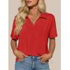 image:imageImily Bela Womens Short Sleeve Polo T Shirts Summer Business Dressy Casual Tops Work Collared V Neck Basic TeesRed