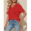 image:imageImily Bela Womens Short Sleeve Polo T Shirts Summer Business Dressy Casual Tops Work Collared V Neck Basic TeesRed