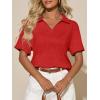 image:imageImily Bela Womens Short Sleeve Polo T Shirts Summer Business Dressy Casual Tops Work Collared V Neck Basic TeesRed