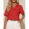 image:imageImily Bela Womens Short Sleeve Polo T Shirts Summer Business Dressy Casual Tops Work Collared V Neck Basic TeesRed