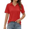 image:imageImily Bela Womens Short Sleeve Polo T Shirts Summer Business Dressy Casual Tops Work Collared V Neck Basic TeesRed