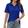image:imageImily Bela Womens Short Sleeve Polo T Shirts Summer Business Dressy Casual Tops Work Collared V Neck Basic TeesRoyal Blue