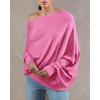 image:imageImily Bela Batwing Boat Neck Sweaters for Women Spring Long Sleeve Soft Knit Loose Baggy Pullover Jumper TopBright Pink