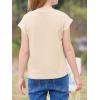 image:imageImily Bela Girls Short Sleeve T Shirts Crew Neck Cap Sleeve Tank Tops Casual Loose Summer Shirt Kids 514 YearsBeige