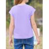image:imageImily Bela Girls Short Sleeve T Shirts Crew Neck Cap Sleeve Tank Tops Casual Loose Summer Shirt Kids 514 YearsLight Purple