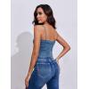 image:imageImily Bela Womens Denim Corset Tank Tops Sleeveless Slim Fit Vest Spaghetti Strap Summer Crop TopLight Blue