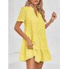 image:imageImily Bela Womens Summer Lace Dresses Eyelet Casual Flowy Babydoll Swing Short Sleeve V Neck Tunic DressLemon Tellow