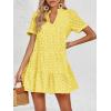image:imageImily Bela Womens Summer Lace Dresses Eyelet Casual Flowy Babydoll Swing Short Sleeve V Neck Tunic DressLemon Tellow
