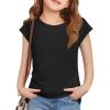 image:imageImily Bela Girls Short Sleeve T Shirts Crew Neck Cap Sleeve Tank Tops Casual Loose Summer Shirt Kids 514 YearsBlack