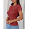 image:imageImily Bela Womens Short Sleeve Sweater Tops Summer Button Down Casual Ribbed Knit Slim Fit Cropped Cardigan ShirtsCaramel