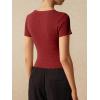 image:imageImily Bela Womens Short Sleeve Sweater Tops Summer Button Down Casual Ribbed Knit Slim Fit Cropped Cardigan ShirtsCaramel