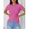 image:imageImily Bela Womens Short Sleeve Sweater Tops Summer Button Down Casual Ribbed Knit Slim Fit Cropped Cardigan ShirtsPink