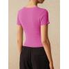 image:imageImily Bela Womens Short Sleeve Sweater Tops Summer Button Down Casual Ribbed Knit Slim Fit Cropped Cardigan ShirtsPink