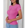 image:imageImily Bela Womens Short Sleeve Sweater Tops Summer Button Down Casual Ribbed Knit Slim Fit Cropped Cardigan ShirtsPink