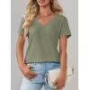 image:imageImily Bela Womens V Neck Tshirts Shirts Solid Color Short Sleeve Tops for Women Casual 2026 Summer Basic Tees Loose FitArmy Green