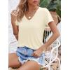 image:imageImily Bela Womens V Neck Tshirts Shirts Solid Color Short Sleeve Tops for Women Casual 2026 Summer Basic Tees Loose FitBeige