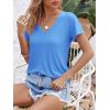 image:imageImily Bela Womens V Neck Tshirts Shirts Solid Color Short Sleeve Tops for Women Casual 2026 Summer Basic Tees Loose FitBlue