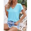 image:imageImily Bela Womens V Neck Tshirts Shirts Solid Color Short Sleeve Tops for Women Casual 2026 Summer Basic Tees Loose FitBluegreen
