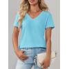 image:imageImily Bela Womens V Neck Tshirts Shirts Solid Color Short Sleeve Tops for Women Casual 2026 Summer Basic Tees Loose FitBluegreen