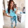 image:imageImily Bela Womens V Neck Tshirts Shirts Solid Color Short Sleeve Tops for Women Casual 2026 Summer Basic Tees Loose FitBluegreen