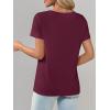 image:imageImily Bela Womens V Neck Tshirts Shirts Solid Color Short Sleeve Tops for Women Casual 2026 Summer Basic Tees Loose FitBurgundy
