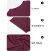 image:imageImily Bela Womens V Neck Tshirts Shirts Solid Color Short Sleeve Tops for Women Casual 2026 Summer Basic Tees Loose FitBurgundy