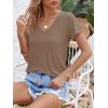 image:imageImily Bela Womens V Neck Tshirts Shirts Solid Color Short Sleeve Tops for Women Casual 2026 Summer Basic Tees Loose FitCoffee