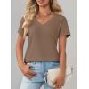 image:imageImily Bela Womens V Neck Tshirts Shirts Solid Color Short Sleeve Tops for Women Casual 2026 Summer Basic Tees Loose FitCoffee