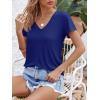 image:imageImily Bela Womens V Neck Tshirts Shirts Solid Color Short Sleeve Tops for Women Casual 2026 Summer Basic Tees Loose FitNavy