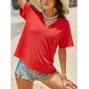 image:imageImily Bela Womens V Neck Tshirts Shirts Solid Color Short Sleeve Tops for Women Casual 2026 Summer Basic Tees Loose FitRed