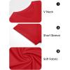 image:imageImily Bela Womens V Neck Tshirts Shirts Solid Color Short Sleeve Tops for Women Casual 2026 Summer Basic Tees Loose FitRed