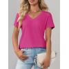 image:imageImily Bela Womens V Neck Tshirts Shirts Solid Color Short Sleeve Tops for Women Casual 2026 Summer Basic Tees Loose FitRose Red