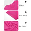 image:imageImily Bela Womens V Neck Tshirts Shirts Solid Color Short Sleeve Tops for Women Casual 2026 Summer Basic Tees Loose FitRose Red