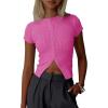 image:imageImily Bela Womens Short Sleeve Sweater Tops Summer Button Down Casual Ribbed Knit Slim Fit Cropped Cardigan ShirtsPink
