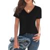 image:imageImily Bela Womens V Neck Tshirts Shirts Solid Color Short Sleeve Tops for Women Casual 2026 Summer Basic Tees Loose FitBlack