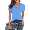 image:imageImily Bela Womens V Neck Tshirts Shirts Solid Color Short Sleeve Tops for Women Casual 2026 Summer Basic Tees Loose FitBlue