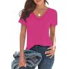 image:imageImily Bela Womens V Neck Tshirts Shirts Solid Color Short Sleeve Tops for Women Casual 2026 Summer Basic Tees Loose FitRose Red
