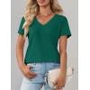 image:imageImily Bela Womens V Neck Tshirts Shirts Solid Color Short Sleeve Tops for Women Casual 2026 Summer Basic Tees Loose FitDark Green
