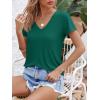 image:imageImily Bela Womens V Neck Tshirts Shirts Solid Color Short Sleeve Tops for Women Casual 2026 Summer Basic Tees Loose FitDark Green